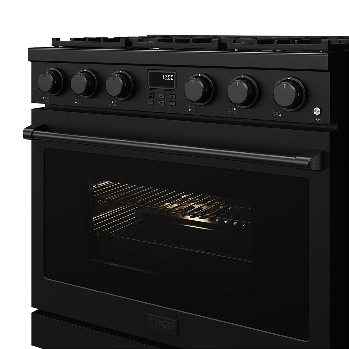 36 Inch Gas Range In Matte Black - Contemporary Professional