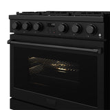36 Inch Liquid Propane Range In Matte Black - Contemporary Professional