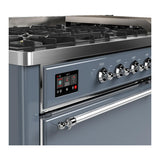 ILVE UM60FQNR3BGC Majestic III 60 inch Dual Fuel Range with 9 Burners and Griddle, Dual Function Burner up to 25,000 BTU (Natural Gas, Solid Door, Blue Grey, Chrome)