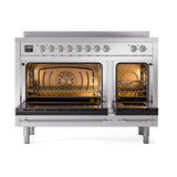 ILVE UNI486QNMPSSC Nostalgie II Noblesse 48 inch Induction Range (Solid Door, Stainless Steel, Chrome)