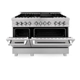 ZLINE 48 in. DuraSnow Stainless Steel 6.0 cu.ft. 7 Gas Burner/Electric Oven Range with Color Door Options (RAS-SN-48) [Color: Blue Gloss]