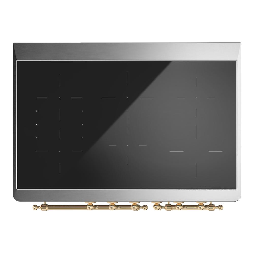 ILVE UMDIB40NR3MBG Majestic III 40 inch Induction Range with 6 Elements, 3.82 cu. ft. Total Oven Capacity (Triple Glass Door, Midnight Blue, Brass)