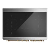 ILVE UMDIB40NR3MBG Majestic III 40 inch Induction Range with 6 Elements, 3.82 cu. ft. Total Oven Capacity (Triple Glass Door, Midnight Blue, Brass)