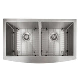 ZLINE 36 in. Niseko Farmhouse Apron Mount Double Bowl Stainless Steel Kitchen Sink with Bottom Grid (SA50D-36)