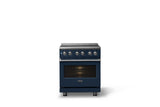 30"W. Electric Range (Finish: Slate Blue, Trim: Polished Chrome)