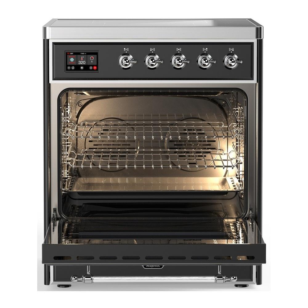 ILVE UMIB30NR3MGC Majestic III 30 inch Induction Range with 4 Elements, 4 cu. ft. Oven Capacity (Triple Glass Door, Graphite Matte, Chrome)