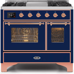 Majestic II 40 Inch Dual Fuel Liquid Propane Freestanding Range in Blue with Copper Trim