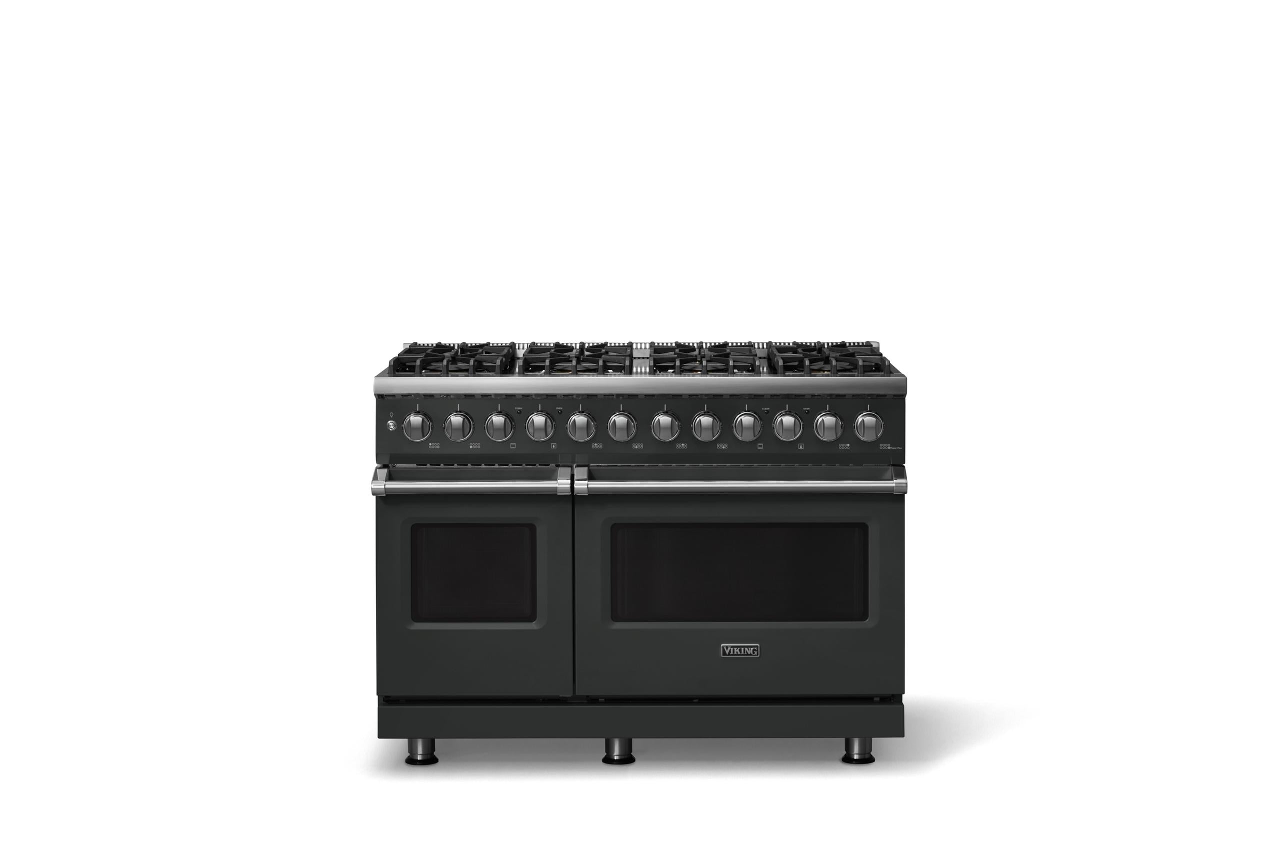 48"W. Dual Fuel Range (Burner: 8b, Finish: Antique Bronze, Trim: Polished Chrome, Fuel: Natural Gas)