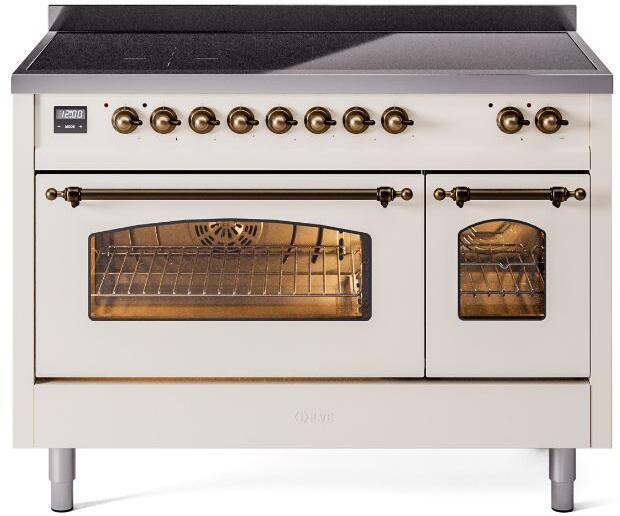 Nostalgie II 48 Inch Electric Freestanding Range in Antique White with Bronze Trim
