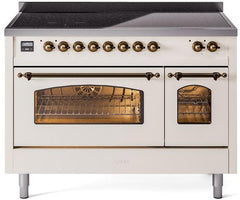 Nostalgie II 48 Inch Electric Freestanding Range in Antique White with Bronze Trim