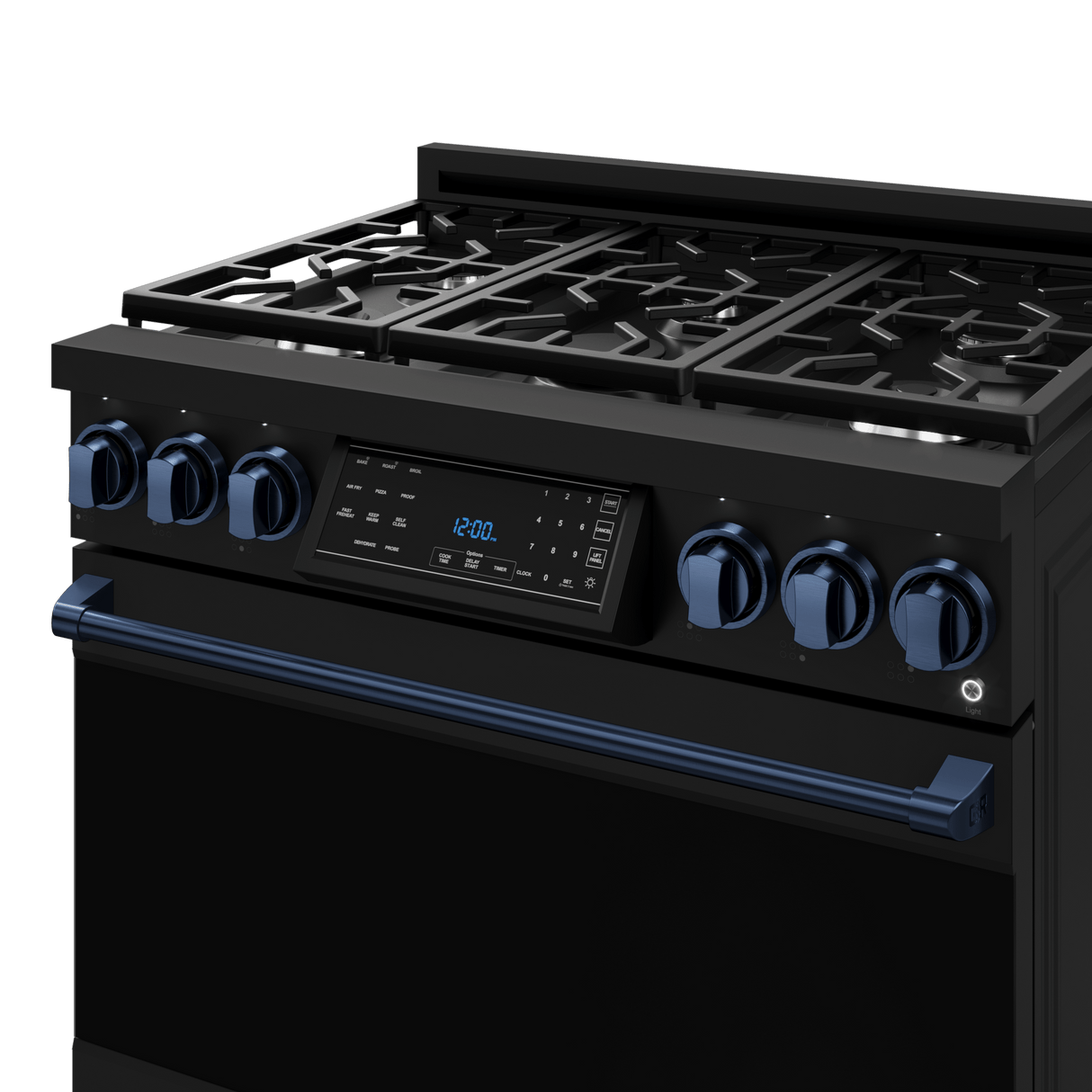 36 Inch Professional Gas Range With Tilt Panel Touch Control In Black/navy Blue  Gordon Ramsay Series