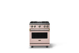 30"W. Sealed Burner Gas Range (Finish: Blush, Trim: Brushed Brass, Fuel: Natural Gas)
