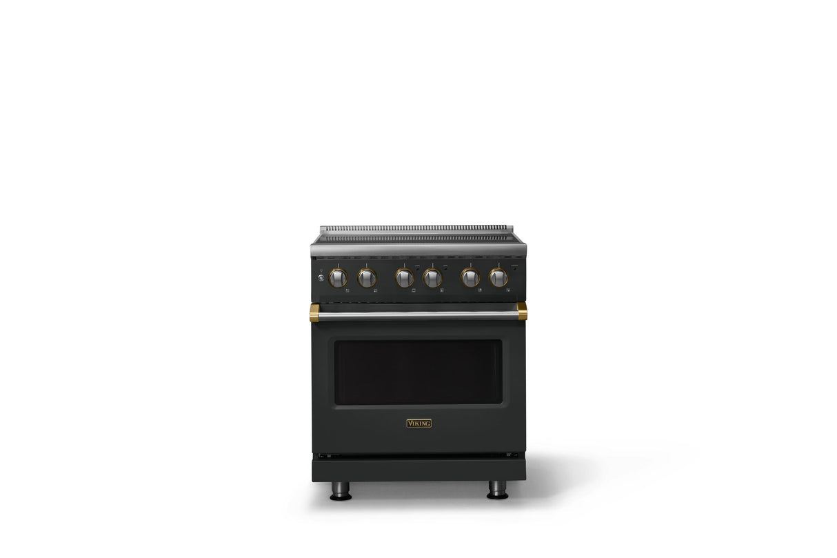 30"W. Electric Range (Finish: Antique Bronze, Trim: Brushed Brass)