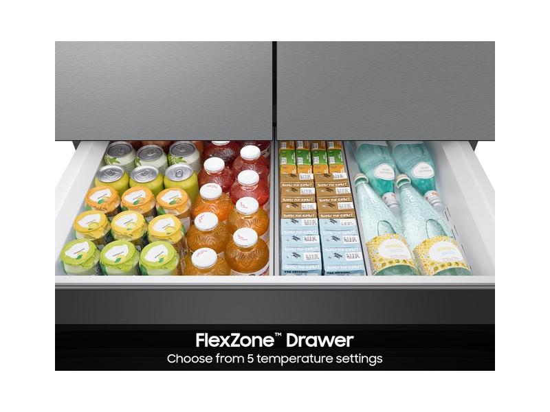 Bespoke 23 cu. ft. Counter Depth 4-Door French Door Refrigerator with Inner Beverage Center™ & FlexZone™ Drawer in Stainless Steel