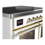 ILVE UMDIB40NR3WHG Majestic III 40 inch Induction Range with 6 Elements, 3.82 cu. ft. Total Oven Capacity (Triple Glass Door, White, Brass)