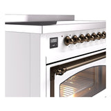 ILVE UNI486NMPWHB Nostalgie II Noblesse 48 inch Induction Range (Triple Glass Door, White, Burnished)