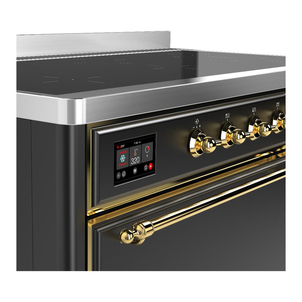 ILVE UMIB48QNR3MGG Majestic III 48 inch Induction Range with 6 Elements, 5.02 cu. ft. Total Oven Capacity (Solid Door, Graphite Matte, Brass)