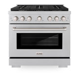 ZLINE 36 in. 5.2 cu. ft. 6 Burner Gas Range with Convection Gas Oven in DuraSnow' Stainless Steel (SGRS-36)