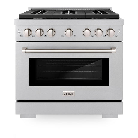 ZLINE 36 in. 5.2 cu. ft. 6 Burner Gas Range with Convection Gas Oven in DuraSnow' Stainless Steel (SGRS-36)