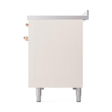 ILVE UNI486QNMPAWP Nostalgie II Noblesse 48 inch Induction Range (Solid Door, Antique White, Copper)