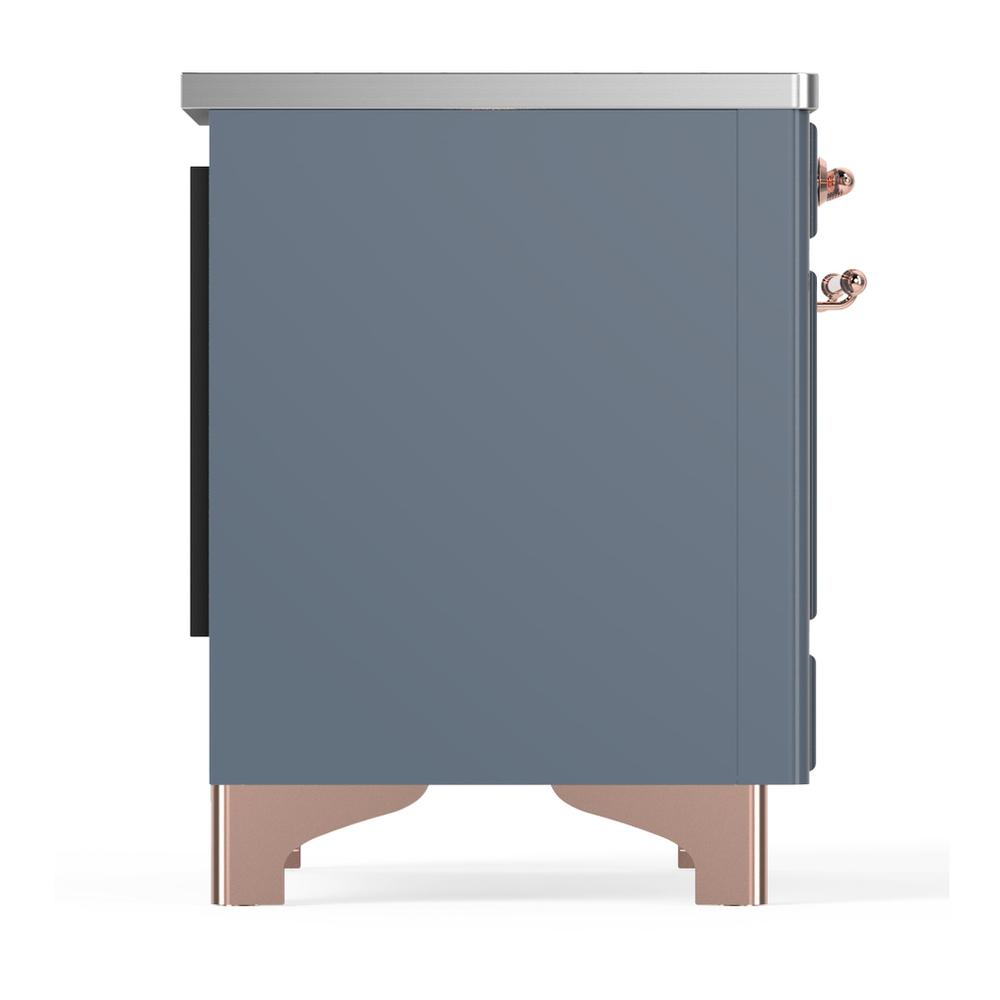 ILVE UMIB36QNR3BGP Majestic III 36 inch Induction Range with 6 Elements, 3.5 cu. ft. Total Oven Capacity (Solid Door, Blue Grey, Copper)