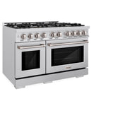 ZLINE 48 in. 6.7 cu. ft. Select Double Oven Dual Fuel Range with 8 Burner Gas Cooktop in DuraSnow' Stainless Steel (HDRS-48)