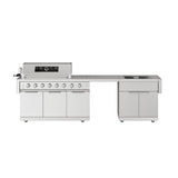 10 Ft. Outdoor Kitchen Island With Gas Grill & Side Burner, Sink & Drawer 77,000 BTU - Stainless Steel