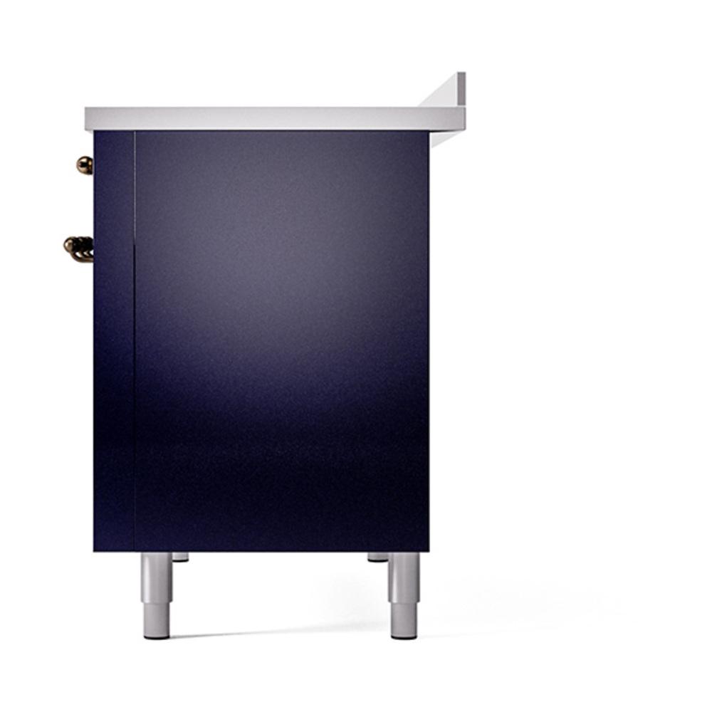 ILVE UNI486QNMPMBB Nostalgie II Noblesse 48 inch Induction Range (Solid Door, Midnight Blue, Burnished)