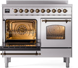 Nostalgie II 40 Inch Electric Freestanding Range in Stainless Steel with Bronze Trim