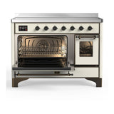 ILVE UMIB48NR3AWB Majestic III 48 inch Induction Range with 6 Elements, 5.02 cu. ft. Total Oven Capacity (Triple Glass Door, Antique White, Burnished)