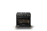 36"W. Sealed Burner Gas Range (Burner: 6b, Finish: Onyx, Trim: Polished Chrome, Fuel: Propane)
