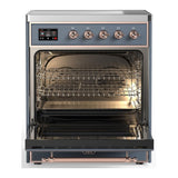 ILVE UMIB30NR3BGP Majestic III 30 inch Induction Range with 4 Elements, 4 cu. ft. Oven Capacity (Triple Glass Door, Blue Grey, Copper)
