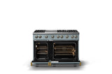 48"W. Sealed Burner Gas Range (Burner: 6g, Finish: November Sky, Trim: Brushed Brass, Fuel: Natural Gas)