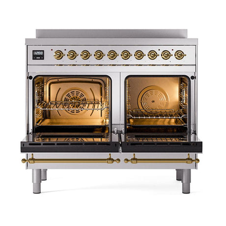 ILVE UNDI406QNMPSSG Nostalgie II Noblesse 40 inch Induction Range (Solid Door, Stainless Steel, Brass)