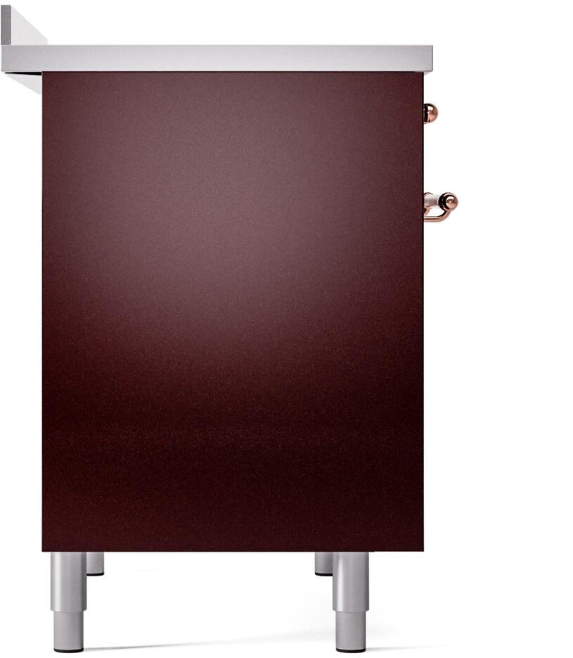 Nostalgie II 40 Inch Electric Freestanding Range in Burgundy with Copper Trim