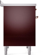 Nostalgie II 40 Inch Electric Freestanding Range in Burgundy with Copper Trim
