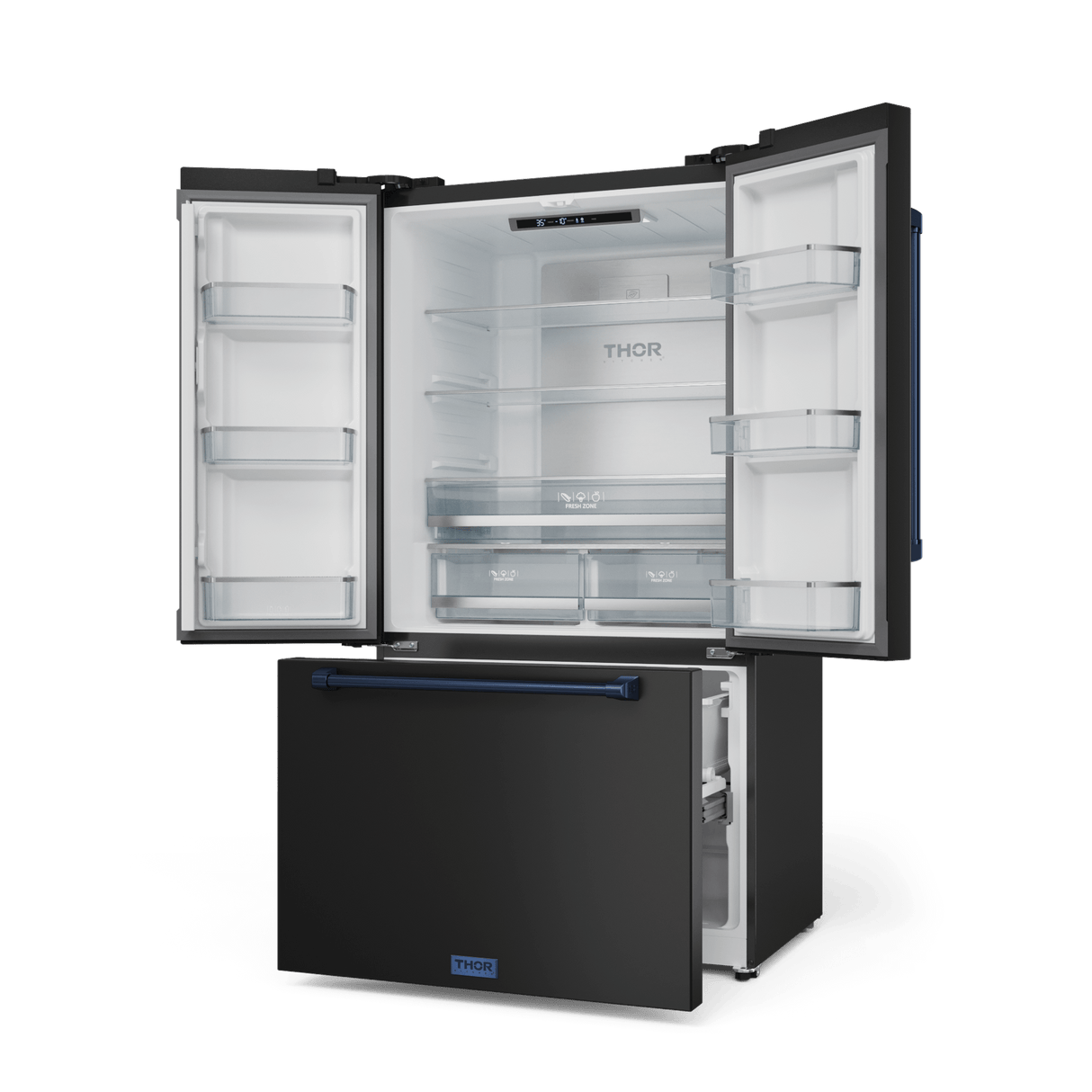 36 Inch 20.3 Cu Ft French Door Counter Depth Refrigerator With Ice Maker In Black/navy Blue  Gordon Ramsay Series