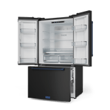36 Inch 20.3 Cu Ft French Door Counter Depth Refrigerator With Ice Maker In Black/navy Blue  Gordon Ramsay Series