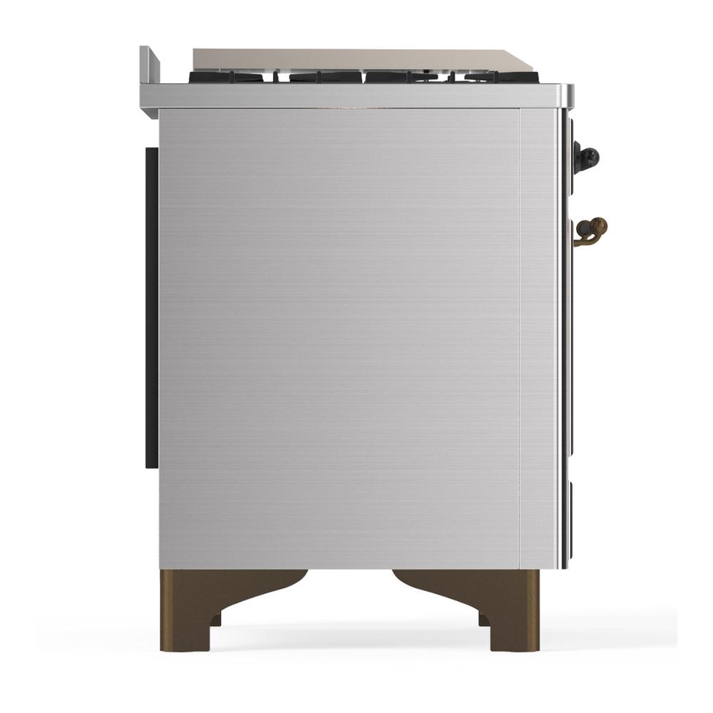 ILVE UM60FSQNR3SSBLP Majestic III 60 inch Dual Fuel Range with 7 Burners, Griddle and French Top, Dual Function Burner with up to 25,000 BTU (Liquid Propane, Solid Door, Stainless Steel, Burnished)