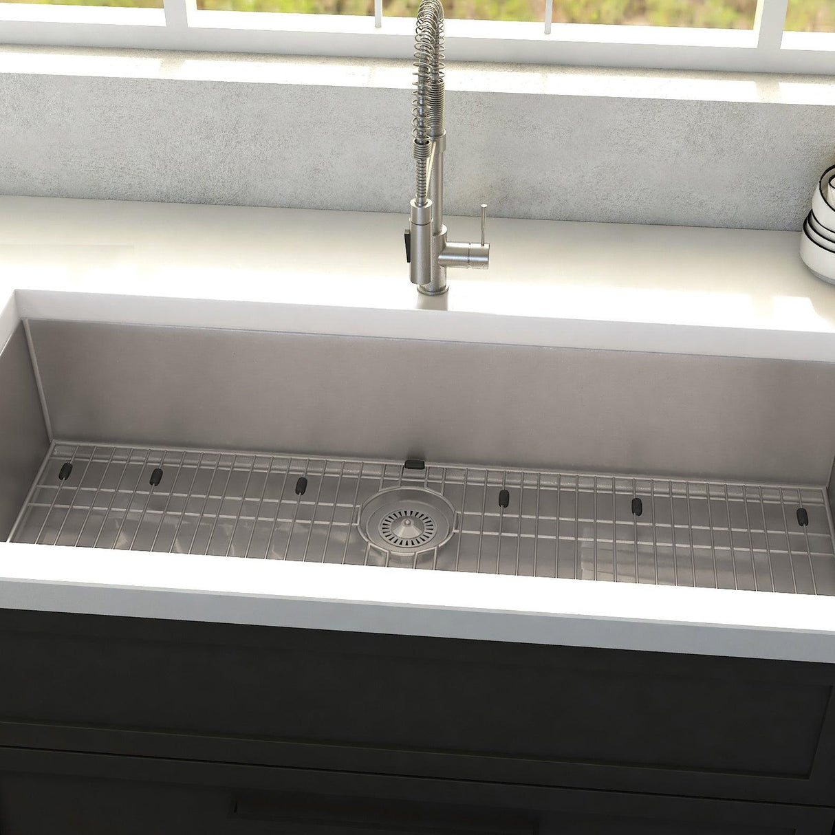 ZLINE 36 in. Meribel Undermount Single Bowl Stainless Steel Kitchen Sink with Bottom Grid (SRS-36)