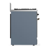 ILVE UM30QNR3BGBLP Majestic III 30 inch Dual Fuel Range with 5 Black Brass Burners, Dual Function Burner up to 25,000 BTU (Liquid Propane, Solid Door, Blue Grey, Burnished)