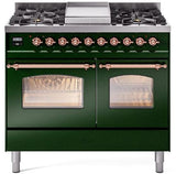 Nostalgie II 40 Inch Dual Fuel Liquid Propane Freestanding Range in Emerald Green with Copper Trim