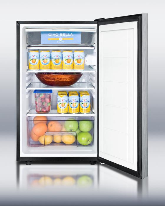 20" Wide Built-in Refrigerator-freezer With A Stainless Steel Door, Horizontal Handle and Black Cabinet