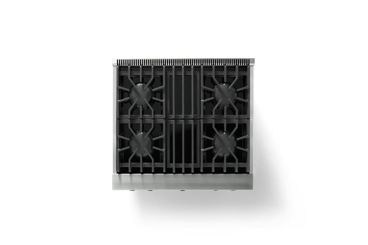 30"W. Sealed Burner Gas Range (Finish: Ivy, Trim: Polished Chrome, Fuel: Propane)