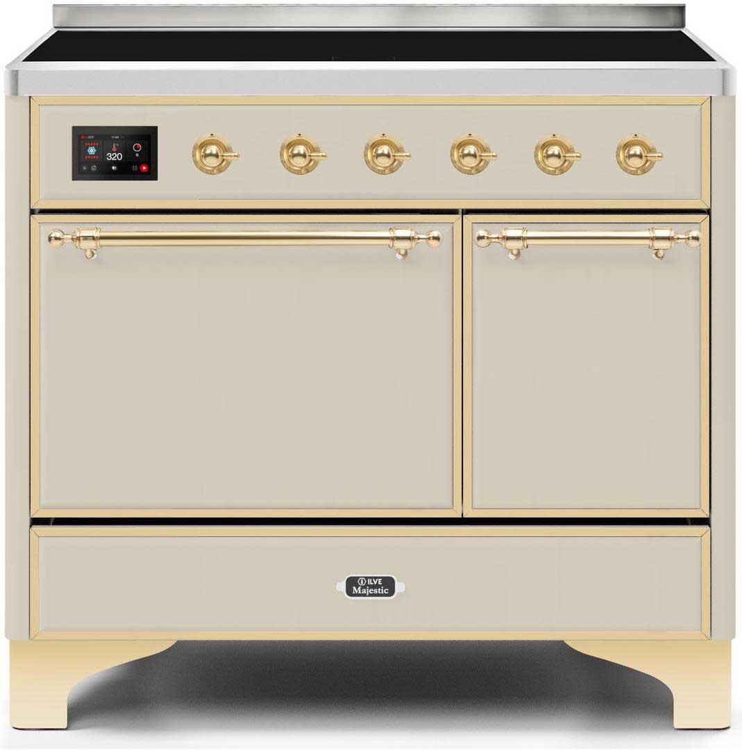 Majestic II 40 Inch Electric Freestanding Range in Antique White with Brass Trim