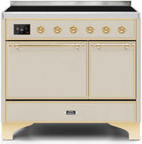 Majestic II 40 Inch Electric Freestanding Range in Antique White with Brass Trim