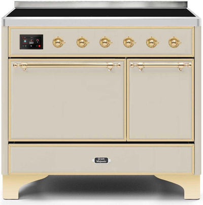 Majestic II 40 Inch Electric Freestanding Range in Antique White with Brass Trim