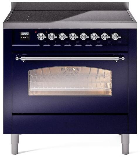 Nostalgie II 36 Inch Electric Freestanding Range in Blue with Chrome Trim