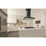ZLINE 42 in. Wooden Island Mount Range Hood in Black - Includes Remote Motor