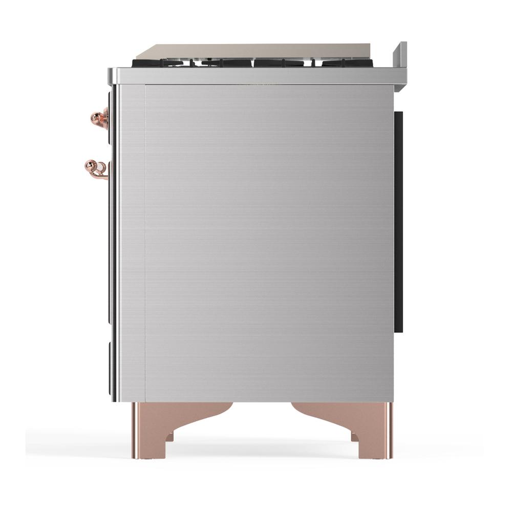 ILVE UM48FQNR3SSPLP Majestic III 48 inch Dual Fuel Range with 8 Burners and Griddle, Dual Function Burner up to 25,000 BTU (Liquid Propane, Solid Door, Stainless Steel, Copper)
